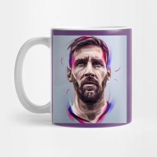 Lio Messi Drawing Portrait Purple Gray Mug